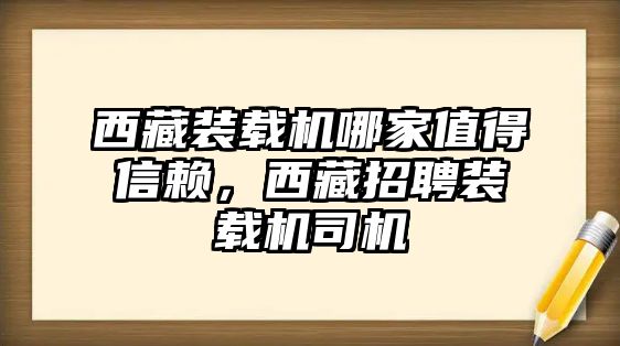 西藏裝載機哪家值得信賴，西藏招聘裝載機司機