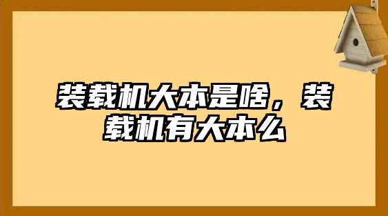 裝載機大本是啥，裝載機有大本么