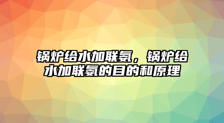 鍋爐給水加聯(lián)氨，鍋爐給水加聯(lián)氨的目的和原理