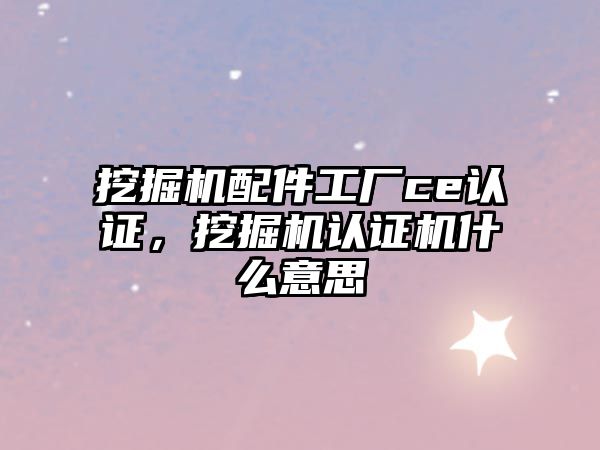 挖掘機配件工廠ce認證，挖掘機認證機什么意思