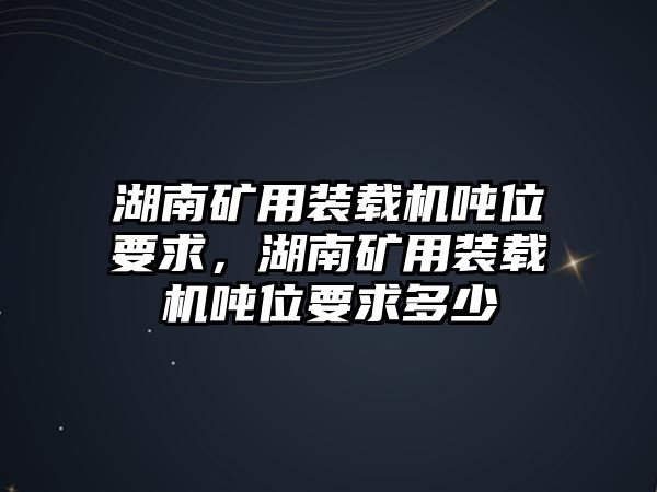 湖南礦用裝載機(jī)噸位要求，湖南礦用裝載機(jī)噸位要求多少