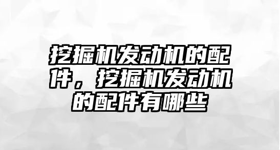 挖掘機發(fā)動機的配件，挖掘機發(fā)動機的配件有哪些