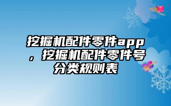 挖掘機(jī)配件零件app，挖掘機(jī)配件零件號(hào)分類規(guī)則表