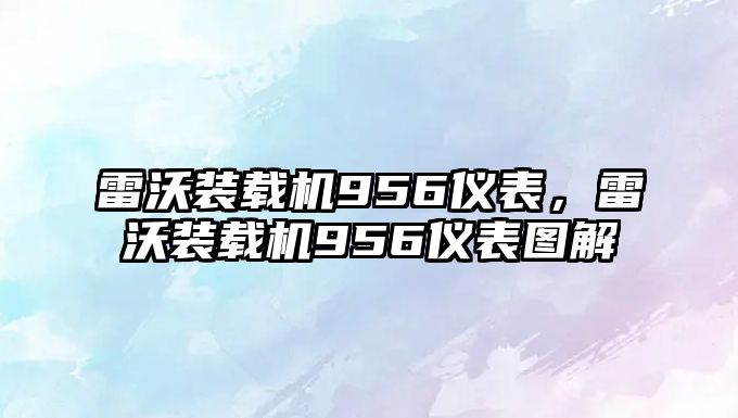 雷沃裝載機956儀表，雷沃裝載機956儀表圖解