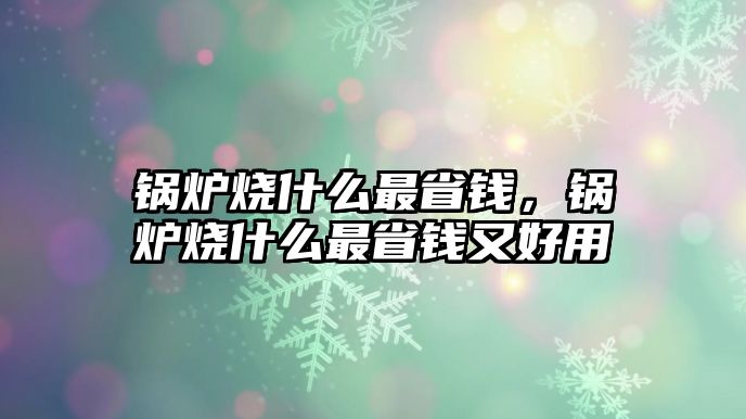 鍋爐燒什么最省錢，鍋爐燒什么最省錢又好用