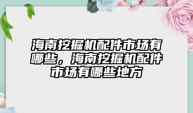 海南挖掘機(jī)配件市場(chǎng)有哪些，海南挖掘機(jī)配件市場(chǎng)有哪些地方