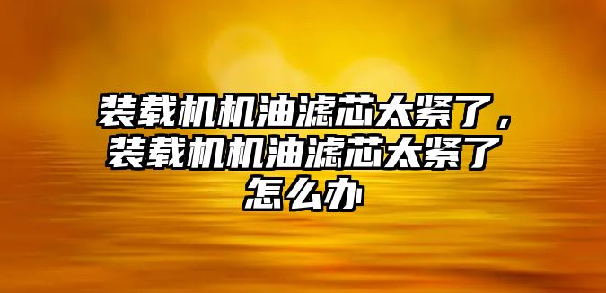 裝載機機油濾芯太緊了，裝載機機油濾芯太緊了怎么辦