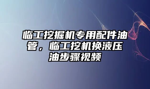 臨工挖掘機(jī)專用配件油管，臨工挖機(jī)換液壓油步驟視頻