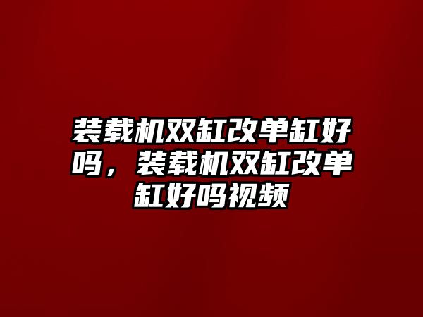 裝載機雙缸改單缸好嗎，裝載機雙缸改單缸好嗎視頻