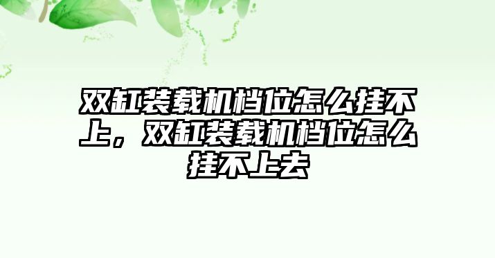 雙缸裝載機(jī)檔位怎么掛不上，雙缸裝載機(jī)檔位怎么掛不上去