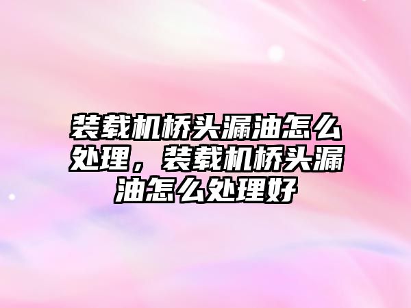 裝載機(jī)橋頭漏油怎么處理，裝載機(jī)橋頭漏油怎么處理好