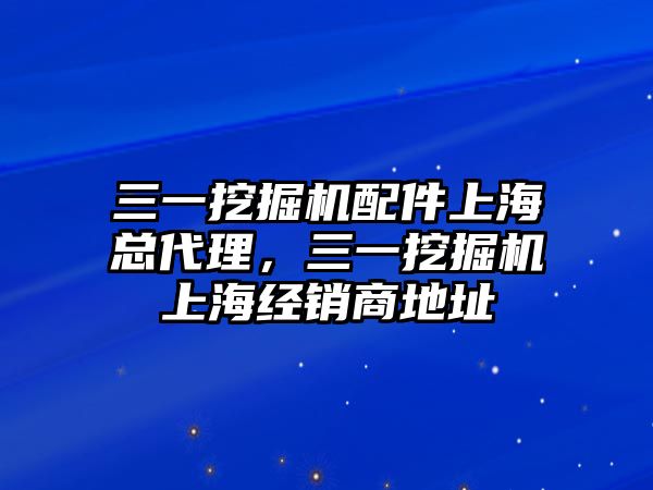 三一挖掘機(jī)配件上?？偞恚煌诰驒C(jī)上海經(jīng)銷商地址