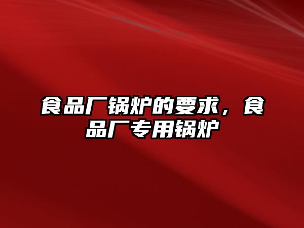 食品廠鍋爐的要求，食品廠專用鍋爐