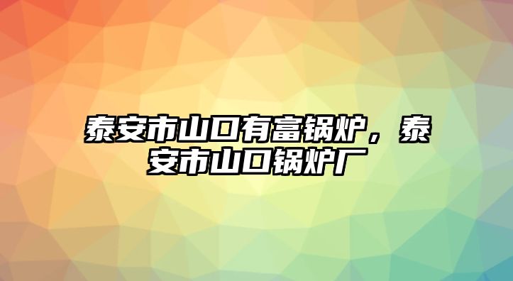 泰安市山口有富鍋爐，泰安市山口鍋爐廠