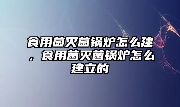 食用菌滅菌鍋爐怎么建，食用菌滅菌鍋爐怎么建立的