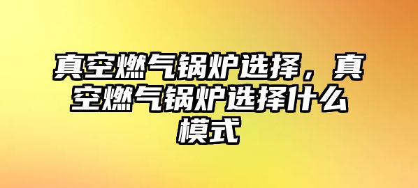 真空燃?xì)忮仩t選擇，真空燃?xì)忮仩t選擇什么模式