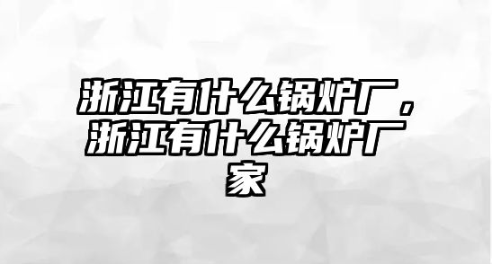 浙江有什么鍋爐廠，浙江有什么鍋爐廠家