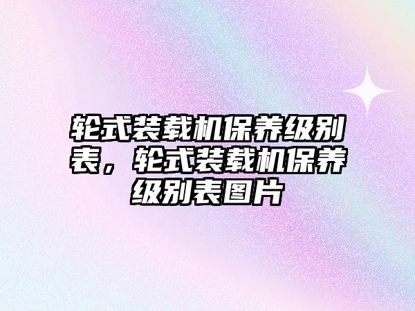 輪式裝載機保養(yǎng)級別表，輪式裝載機保養(yǎng)級別表圖片