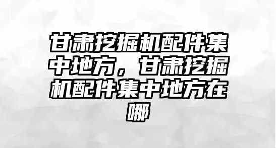 甘肅挖掘機配件集中地方，甘肅挖掘機配件集中地方在哪