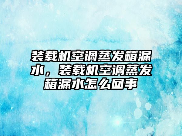 裝載機(jī)空調(diào)蒸發(fā)箱漏水，裝載機(jī)空調(diào)蒸發(fā)箱漏水怎么回事