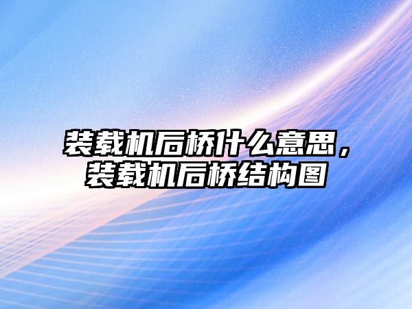 裝載機后橋什么意思，裝載機后橋結構圖