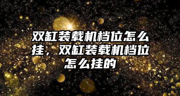 雙缸裝載機(jī)檔位怎么掛，雙缸裝載機(jī)檔位怎么掛的