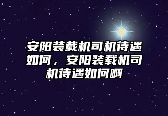 安陽(yáng)裝載機(jī)司機(jī)待遇如何，安陽(yáng)裝載機(jī)司機(jī)待遇如何啊