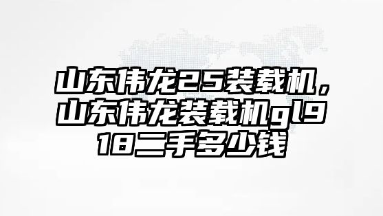 山東偉龍25裝載機(jī)，山東偉龍裝載機(jī)gl918二手多少錢