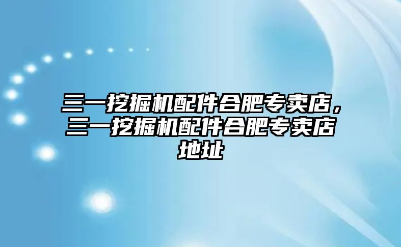 三一挖掘機(jī)配件合肥專賣店，三一挖掘機(jī)配件合肥專賣店地址