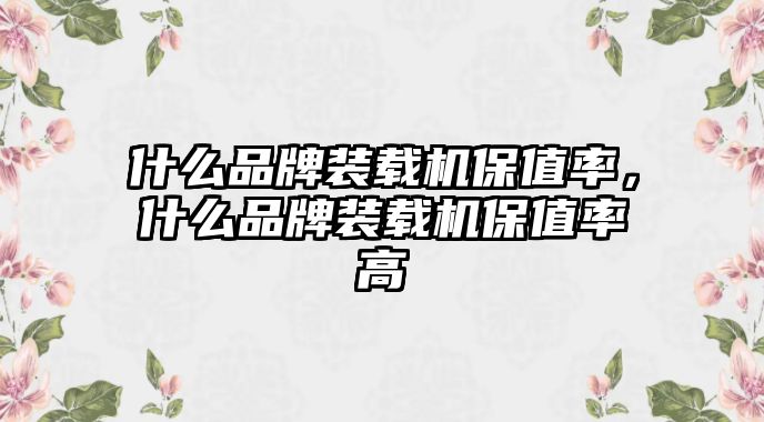 什么品牌裝載機(jī)保值率，什么品牌裝載機(jī)保值率高