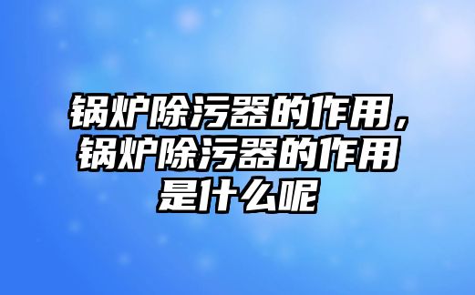 鍋爐除污器的作用，鍋爐除污器的作用是什么呢