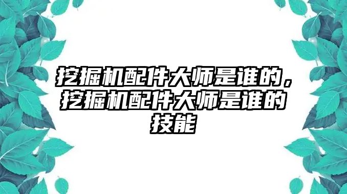 挖掘機(jī)配件大師是誰的，挖掘機(jī)配件大師是誰的技能