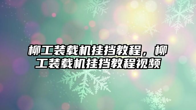 柳工裝載機掛擋教程，柳工裝載機掛擋教程視頻