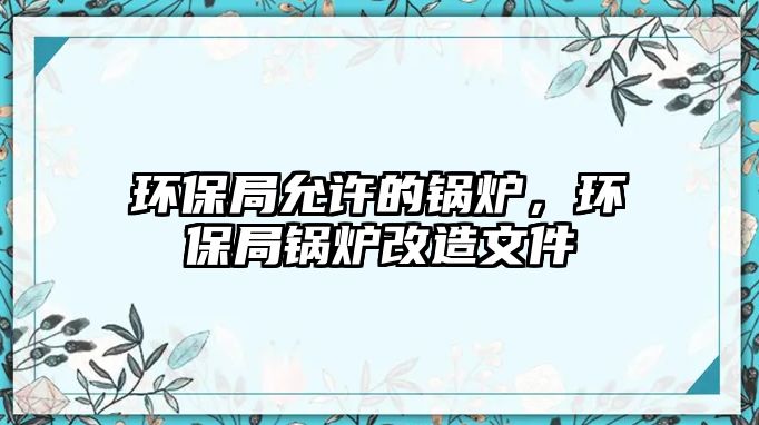 環(huán)保局允許的鍋爐，環(huán)保局鍋爐改造文件