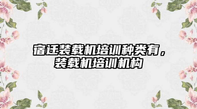 宿遷裝載機培訓種類有，裝載機培訓機構(gòu)