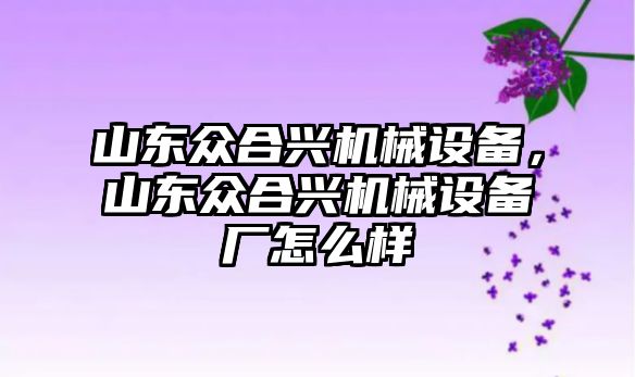 山東眾合興機(jī)械設(shè)備，山東眾合興機(jī)械設(shè)備廠怎么樣