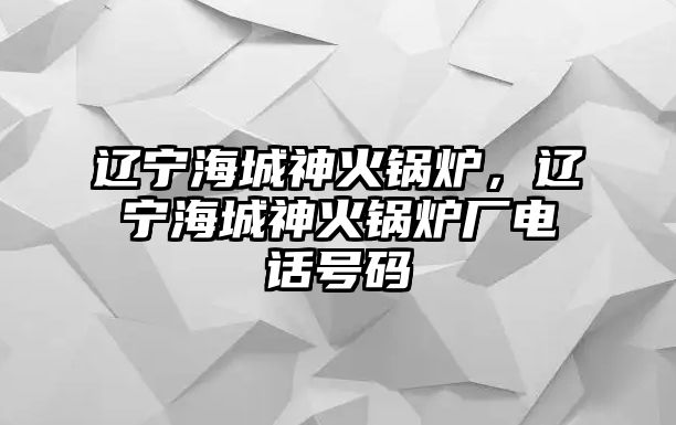 遼寧海城神火鍋爐，遼寧海城神火鍋爐廠電話號碼