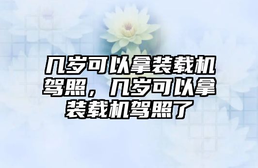 幾歲可以拿裝載機(jī)駕照，幾歲可以拿裝載機(jī)駕照了