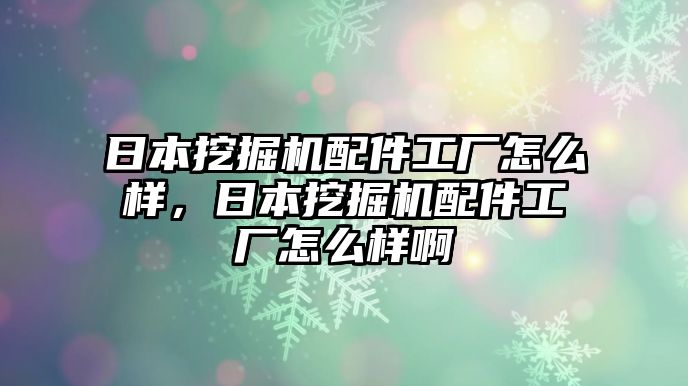 日本挖掘機配件工廠怎么樣，日本挖掘機配件工廠怎么樣啊