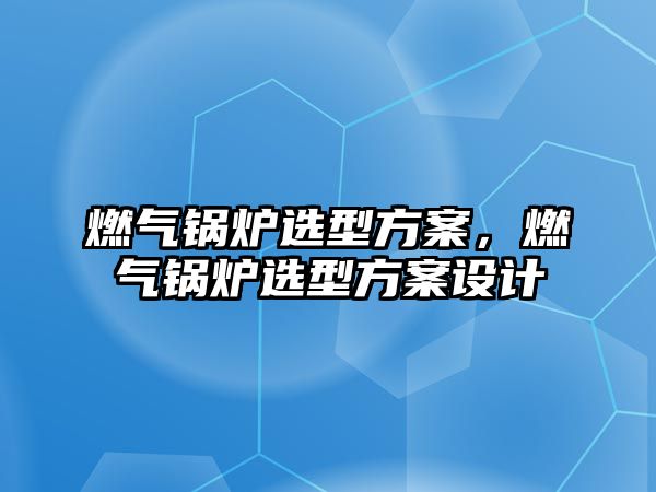 燃?xì)忮仩t選型方案，燃?xì)忮仩t選型方案設(shè)計(jì)