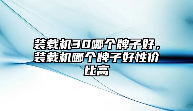 裝載機(jī)30哪個(gè)牌子好，裝載機(jī)哪個(gè)牌子好性價(jià)比高