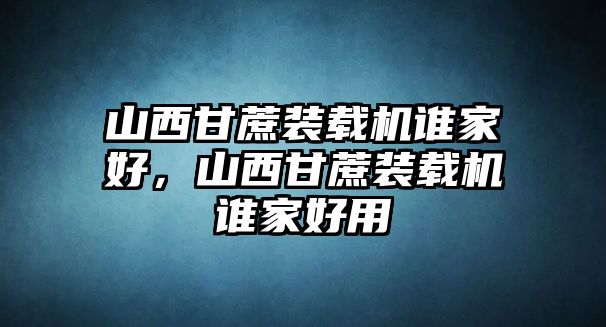 山西甘蔗裝載機誰家好，山西甘蔗裝載機誰家好用