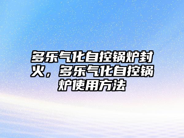 多樂氣化自控鍋爐封火，多樂氣化自控鍋爐使用方法