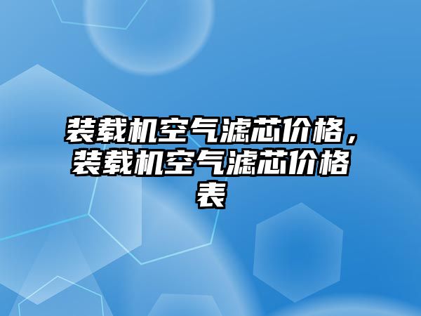 裝載機空氣濾芯價格，裝載機空氣濾芯價格表