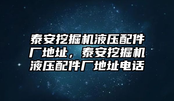 泰安挖掘機(jī)液壓配件廠地址，泰安挖掘機(jī)液壓配件廠地址電話