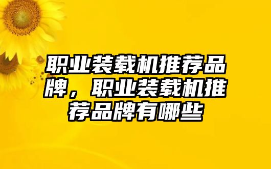 職業(yè)裝載機推薦品牌，職業(yè)裝載機推薦品牌有哪些