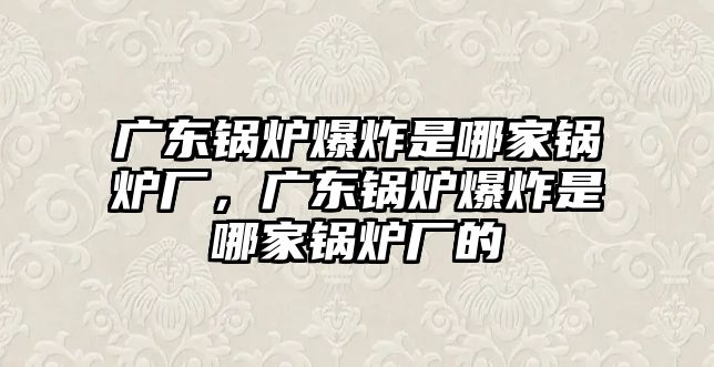 廣東鍋爐爆炸是哪家鍋爐廠，廣東鍋爐爆炸是哪家鍋爐廠的