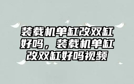 裝載機(jī)單缸改雙缸好嗎，裝載機(jī)單缸改雙缸好嗎視頻