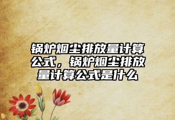 鍋爐煙塵排放量計算公式，鍋爐煙塵排放量計算公式是什么