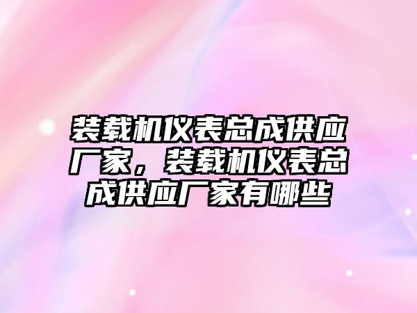 裝載機(jī)儀表總成供應(yīng)廠家，裝載機(jī)儀表總成供應(yīng)廠家有哪些